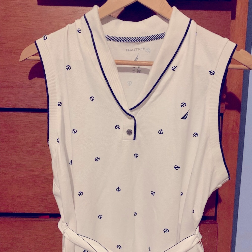 Nautica White polo Dress with Nautical Print